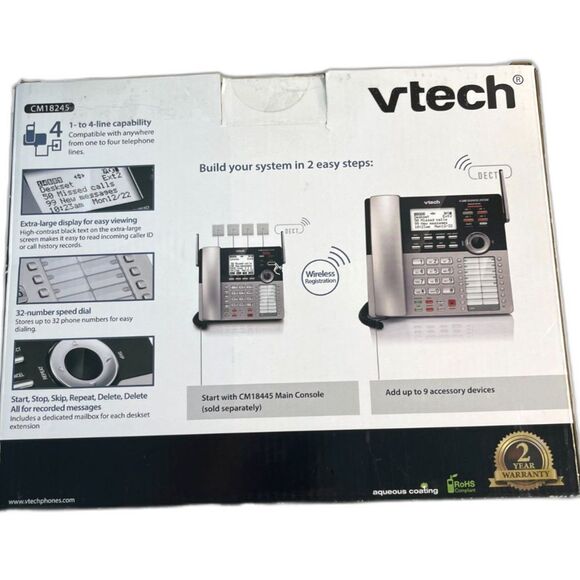 New VTECH 4-Line Business System Extension Deskset CM18245 Use w/ CM18445 - Picture 3 of 5